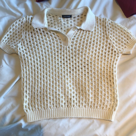 American Apparel Cream Knit Tennis Shirt ✨ 🎾 👚 - Picture 4 of 4